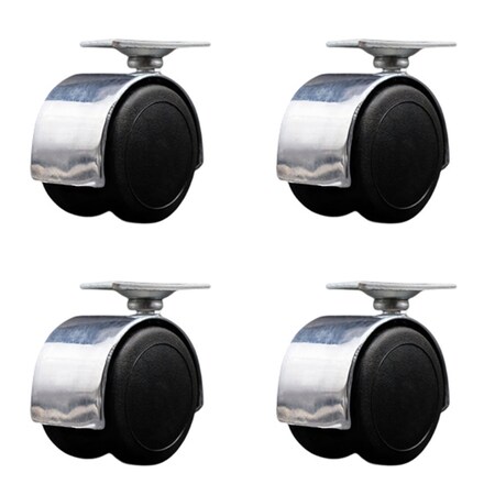 Service Caster 2'' Floor Safe Chrome Hooded Twin Wheel Caster Top Plate , 4PK SCC-TP02S50D-NYU-BC-TP2-4